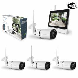 Kit di videosorveglianza connesso con monitor e 4 telecamera senza fili